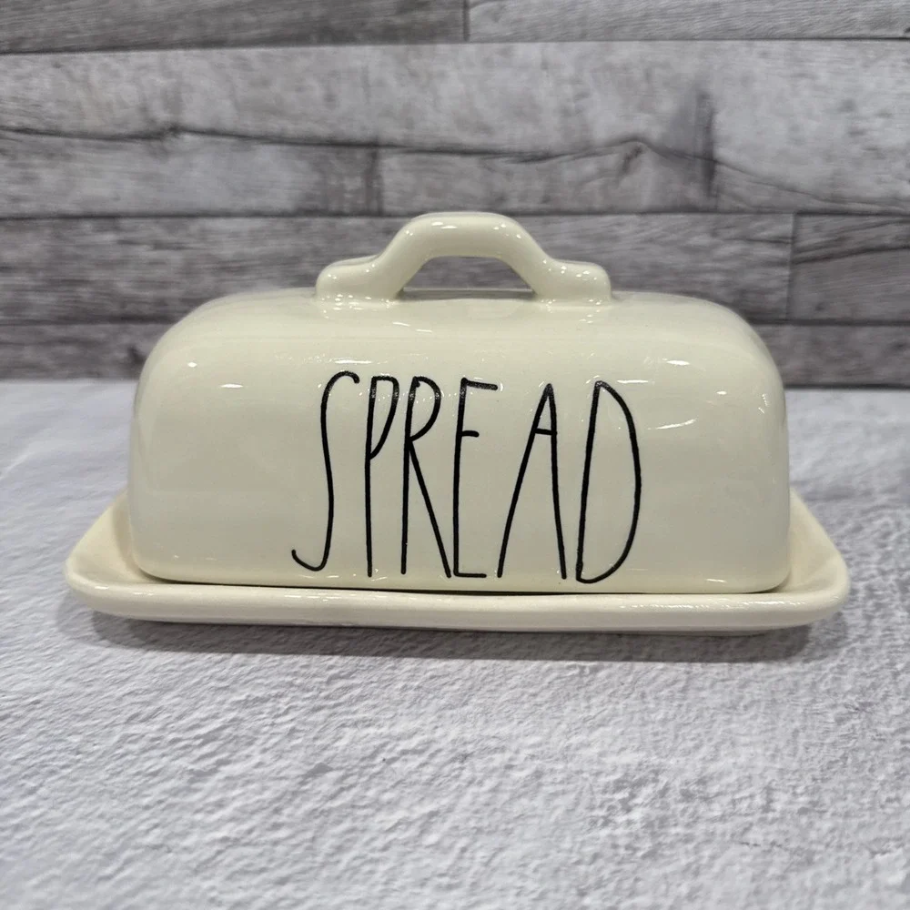 Rae Dunn by Magenta Artisan Collection SPREAD Ceramic Covered Butter Dish